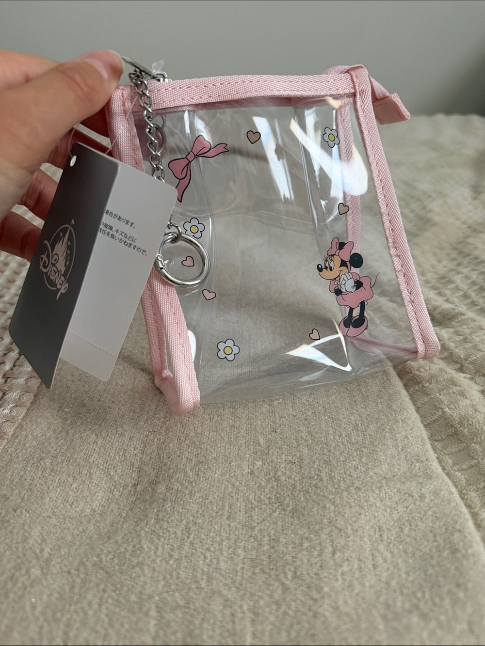 Disney Pink Trim Clear Minnie Mouse Coin Pouch with Chain